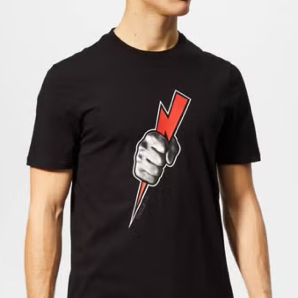 Neil Barrett Men's Fist Lightning Bolt T-Shirt 🖤⚡️